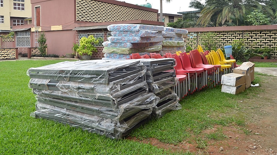 donations of furniture and air conditioners to the Pacelli School for the Blind and Partially Sighted