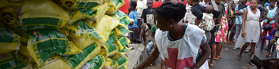A red cross officer inspecting some donations to Niger Delta communities in Nigeria