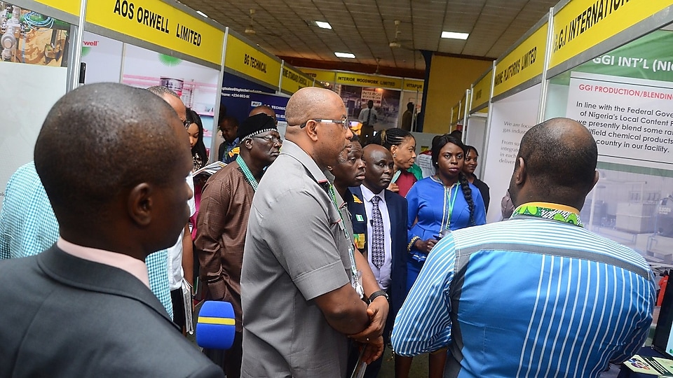 Exhibitors and guests at SNEPCo Nigeria Content Exhibition in Lagos