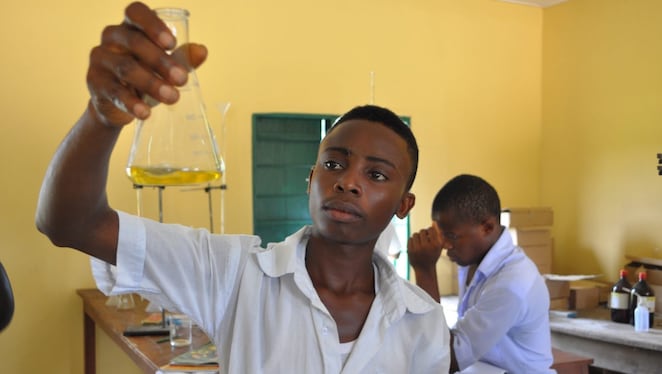 Student in school lab