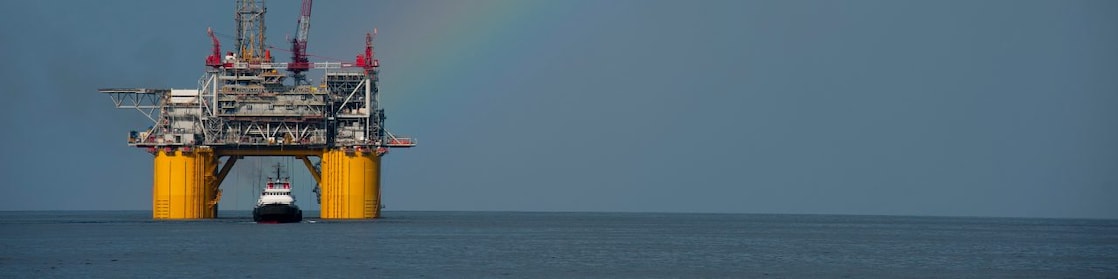 Mars B Platform in the Gulf of Mexico with a rainbow overhead