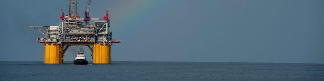 Mars B Platform in the Gulf of Mexico with a rainbow overhead